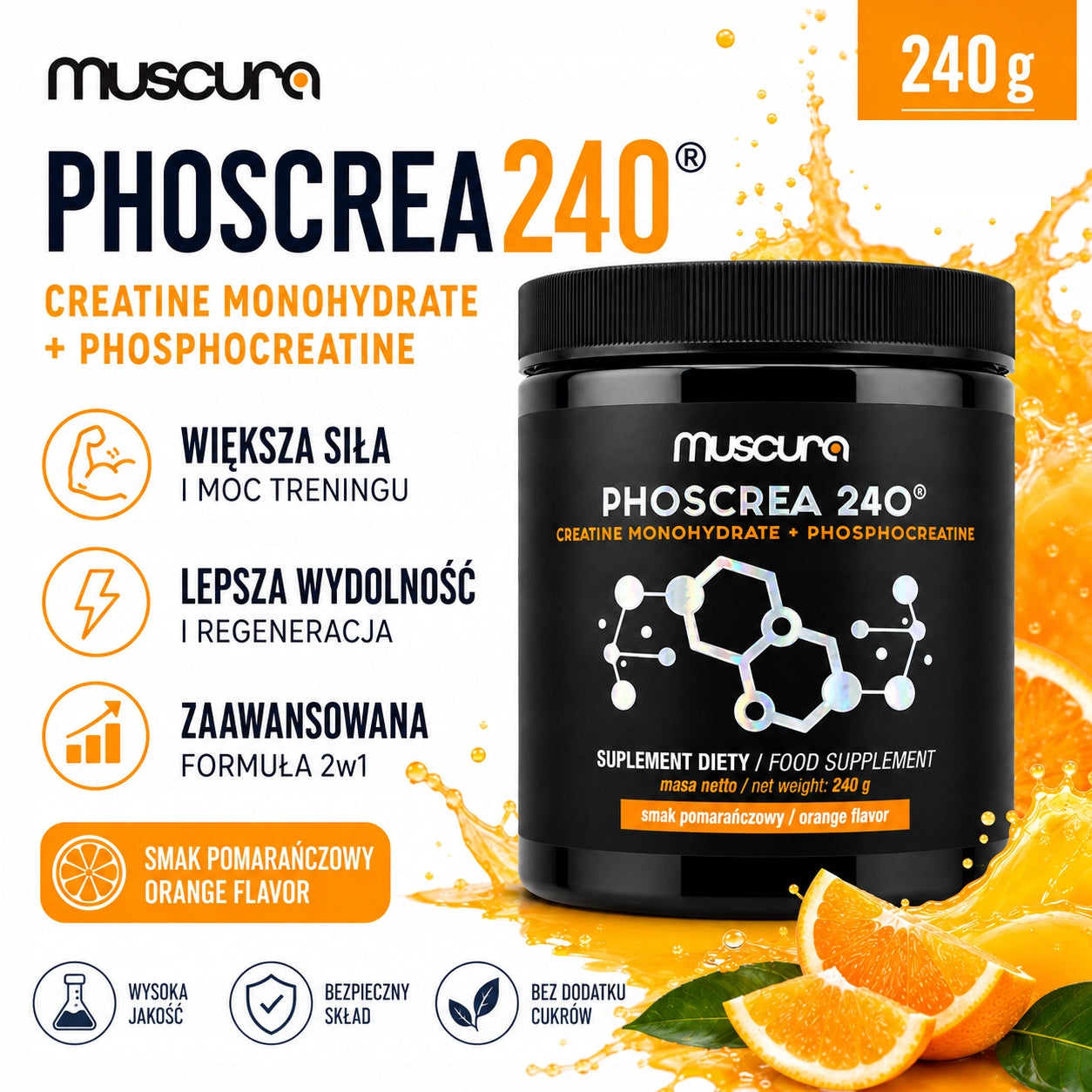 MUSCURA PHOSCREA 240 PHOSPHO - CREATINE! CLONAPURE USA phosphocreatine