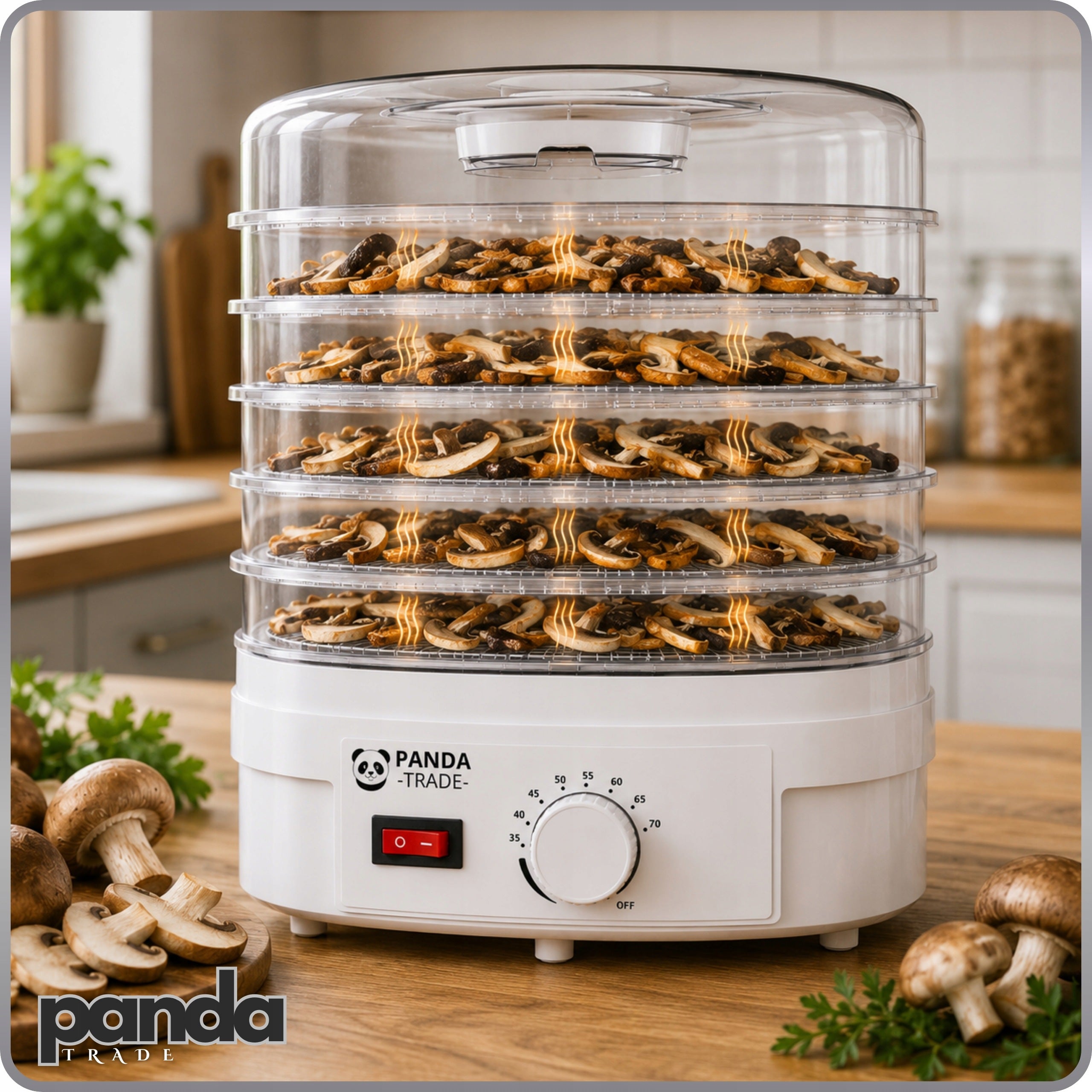 MUSHROOM DRYER FRUIT VEGETABLES HERBS FOOD STRONG 600W LARGE XXL 5 SIEVES Manufacturer code SUSZARKA DO GRZYBÓW PANDA TRADE