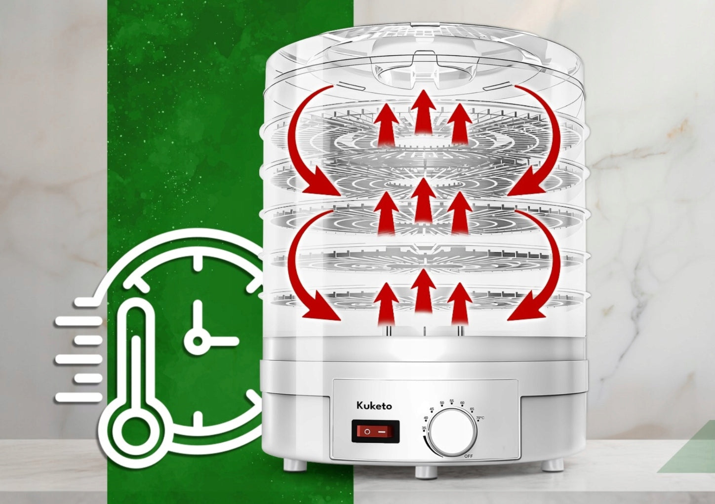 MUSHROOM DRYER LARGE FRUIT VEGETABLE HERBS FOOD GRADE TRAYS SIEVE STRONG 500W Manufacturer code 5 POZIOMÓW Z REGULACJĄ DO ŻYWNOŚCI POJEMNA