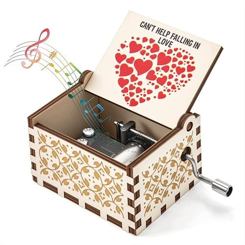 MUSIC BOX WOODEN WITH VINTAGE RETRO CRANK FOR GIFT BIRTHDAY metal Brand no brand