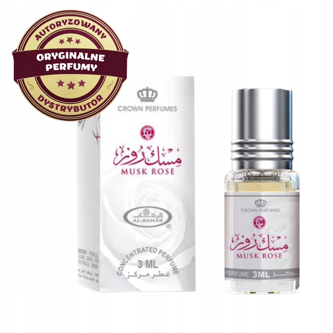 MUSK ROSE ARABIC PERFUME IN ROSE FLORAL OIL 3 ml AL REHAB