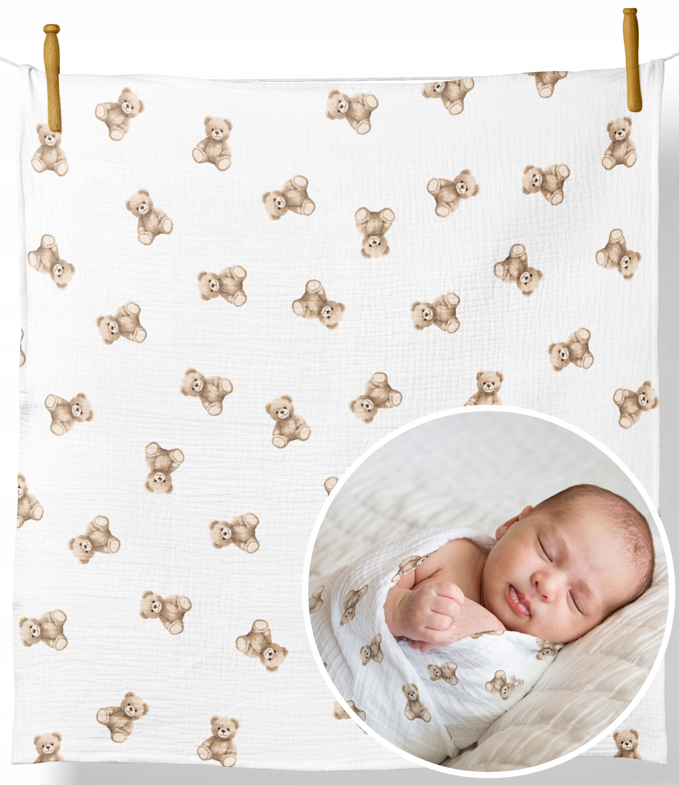 MUSLIN DIAPER THICK CROCHETED 120x120cm BLANKET SWADDLE POLISH PRODUCT