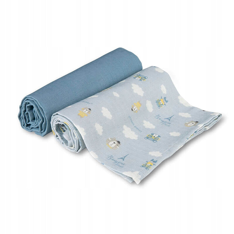 MUSLIN DIAPERS 2 PCS 70X70 CM BONJOUR PARIS BLUE CANPOL Brand Canpol babies
