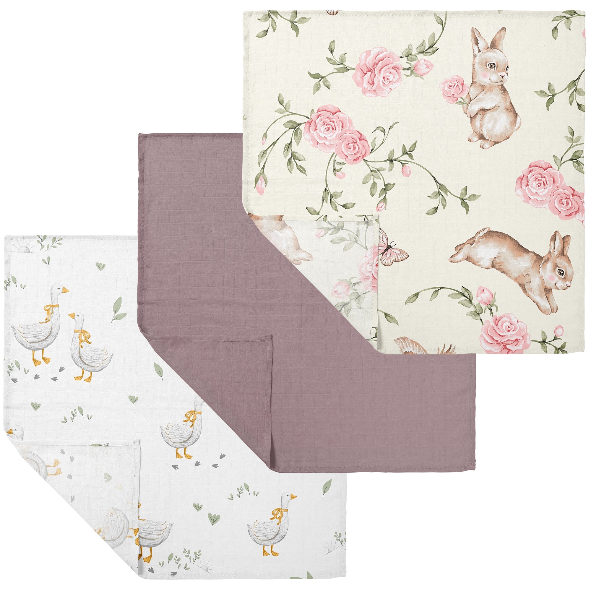 MUSLIN DIAPERS 30 x 30 cm COTTON 3 PIECES POLISH PRODUCT