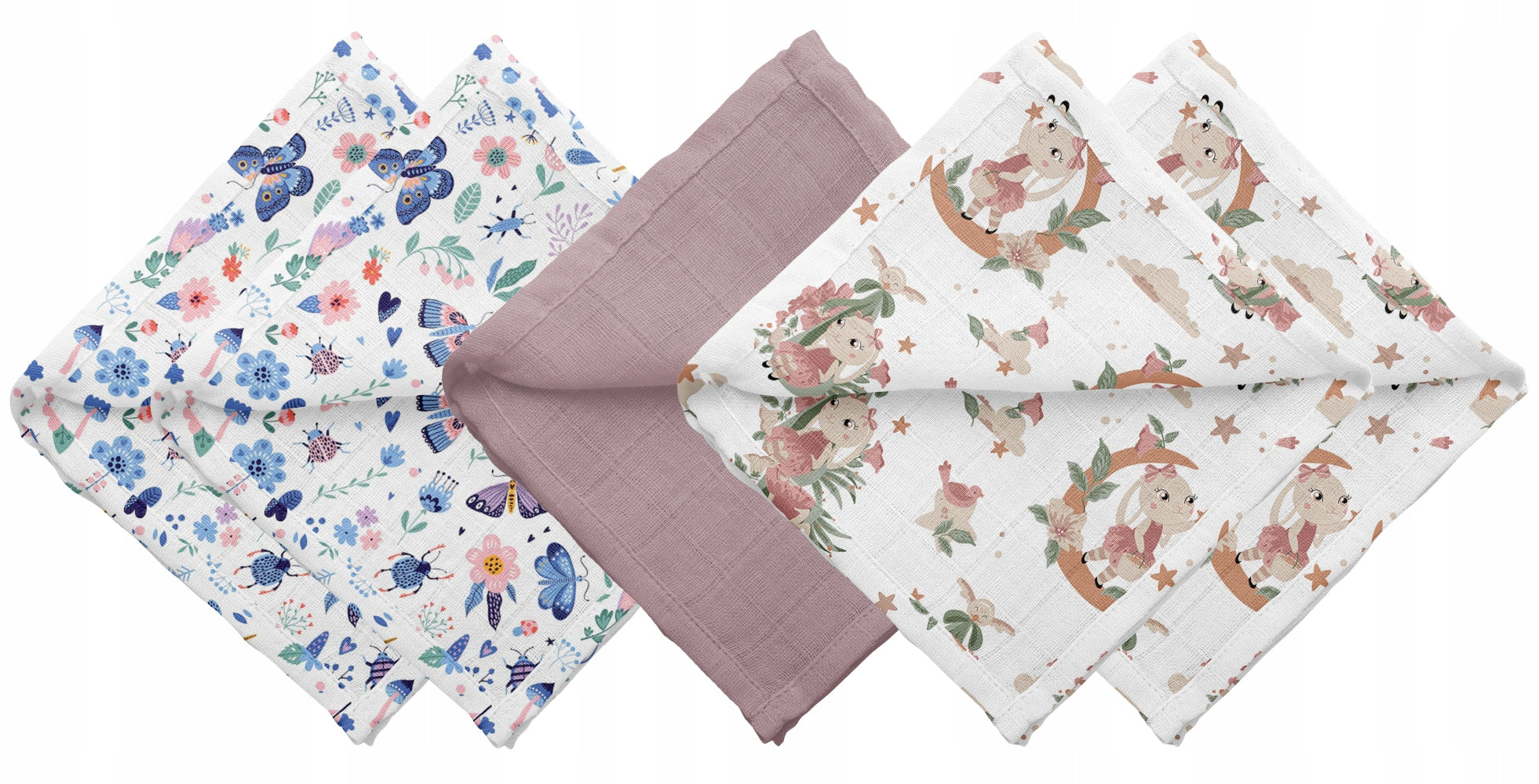 MUSLIN DIAPERS 38 x 38 cm COTTON 5 PIECES POLISH PRODUCT