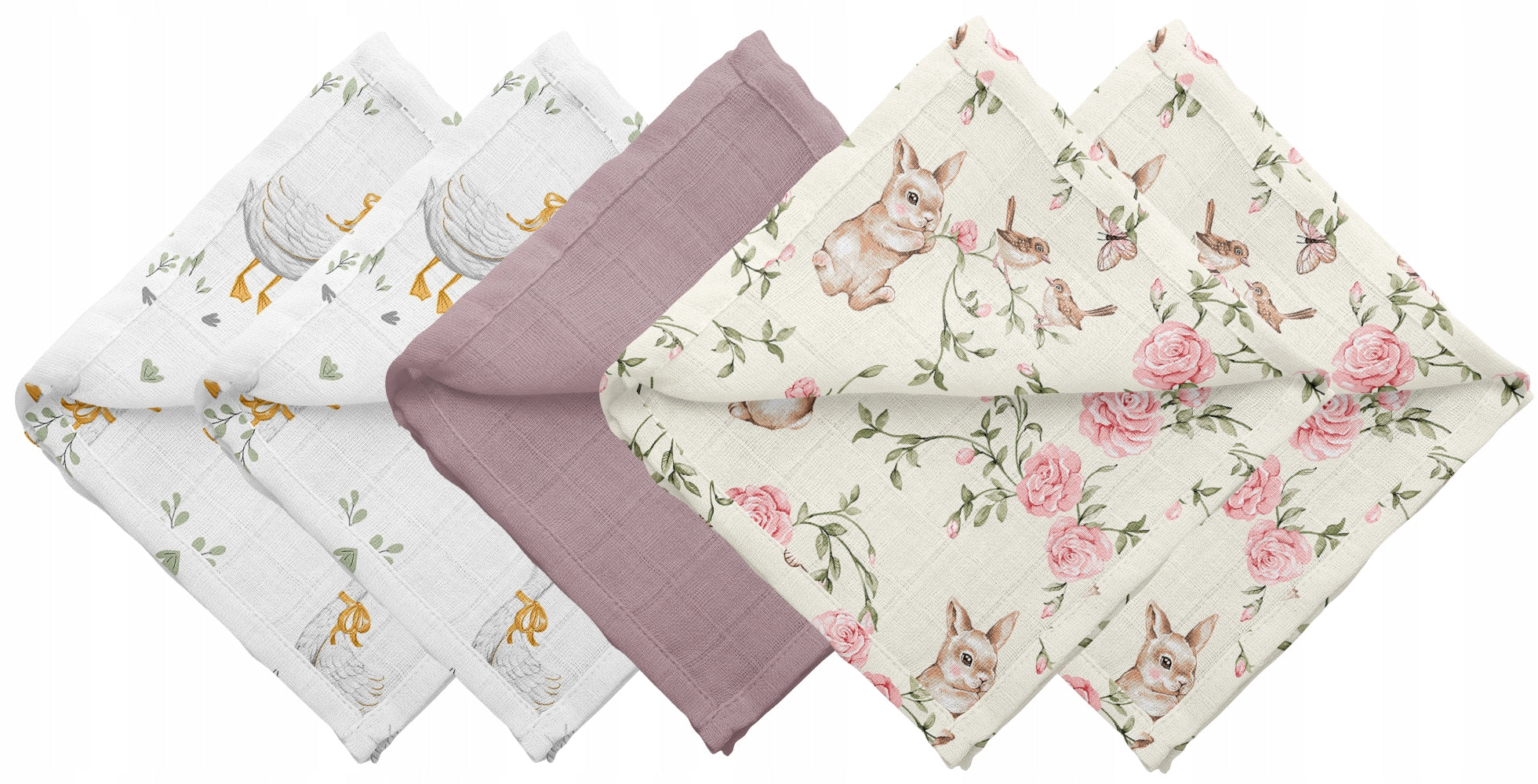 MUSLIN DIAPERS 38 x 38 cm COTTON 5 PIECES POLISH PRODUCT