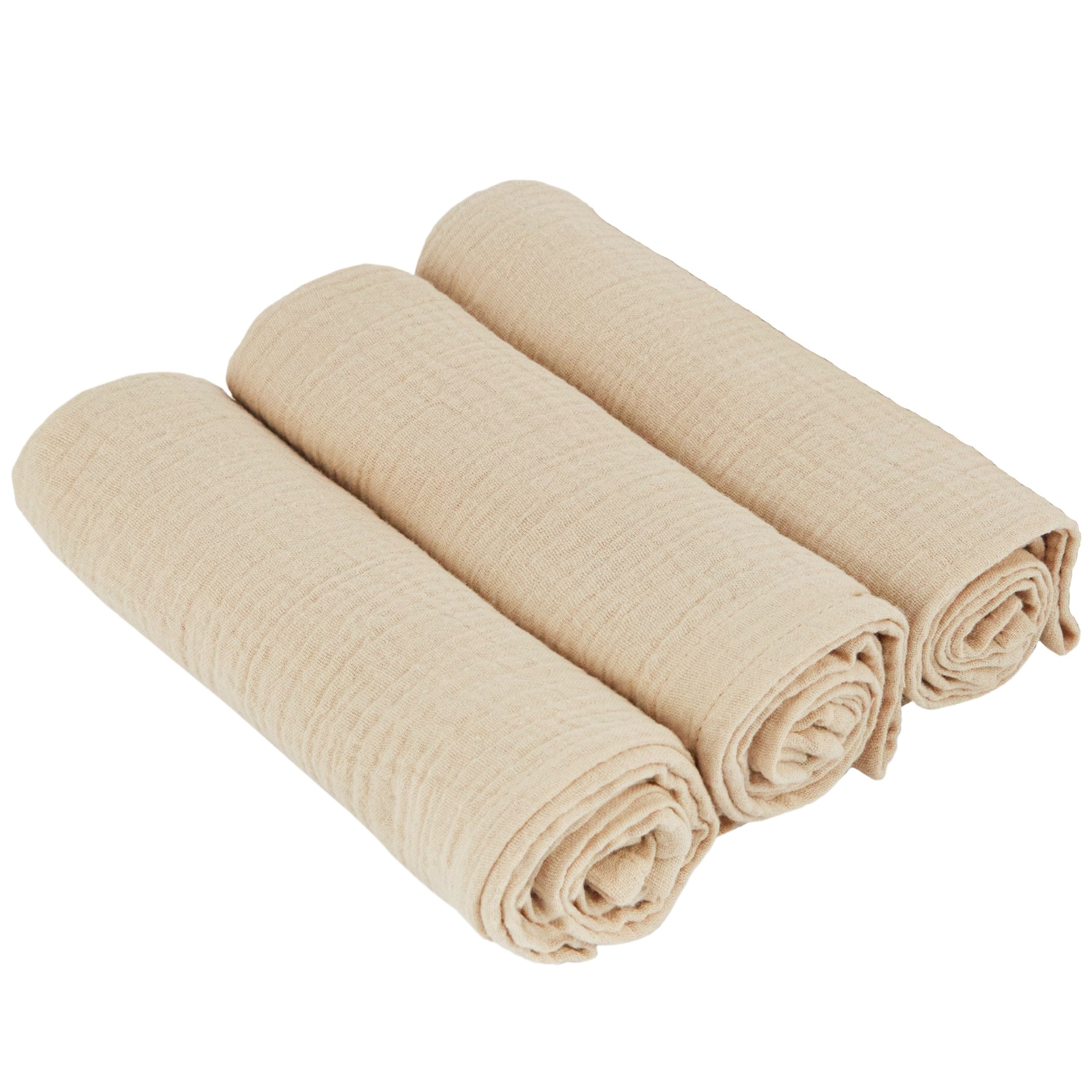 MUSLIN DIAPERS 50x80 PREMIUM COTTON SAND SET OF 3pcs Brand Dreamla