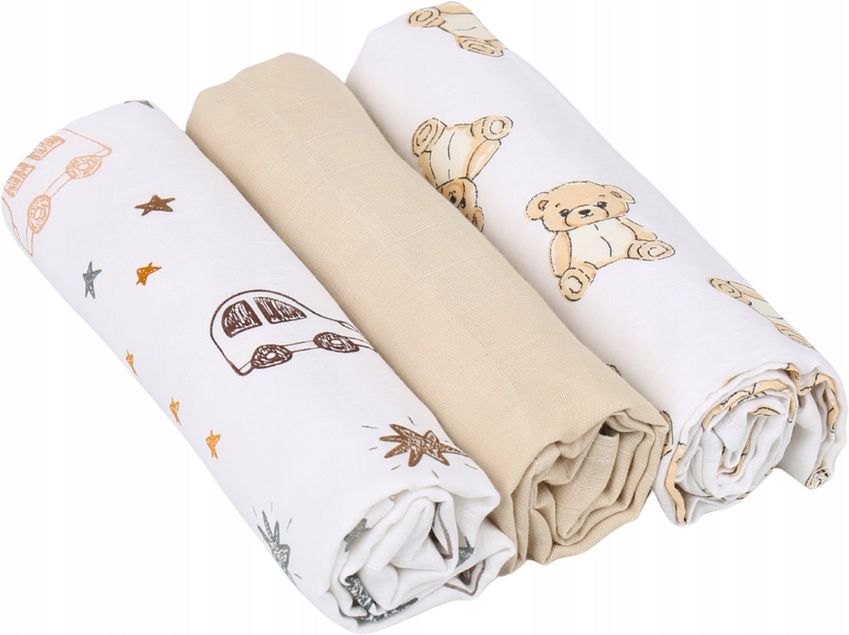 MUSLIN DIAPERS PREMIUM SET 3pcs 60x75cm BABYMAM