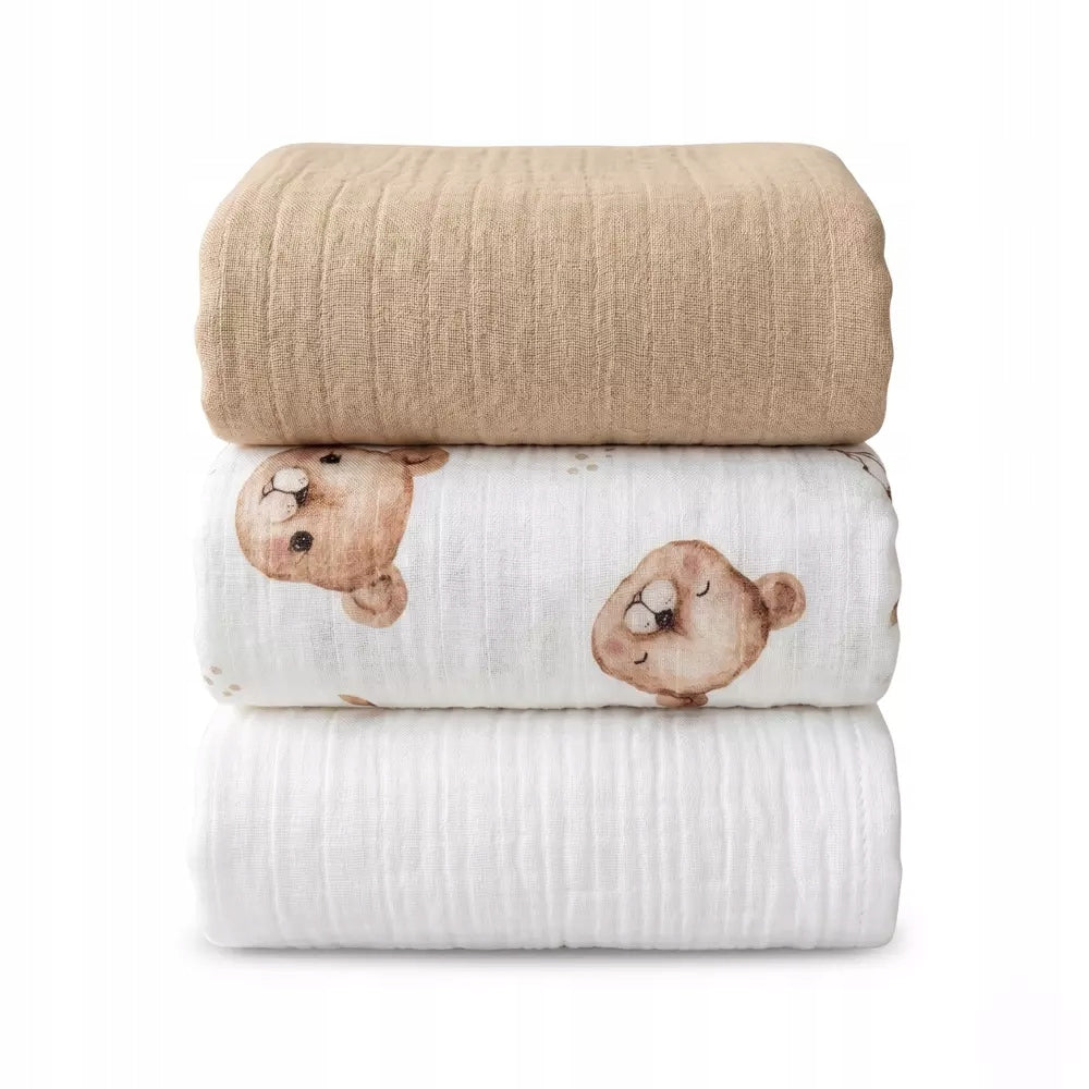 MUSLIN DIAPERS Premium Diapers Set of 3pcs 50x60cm MUMINKY