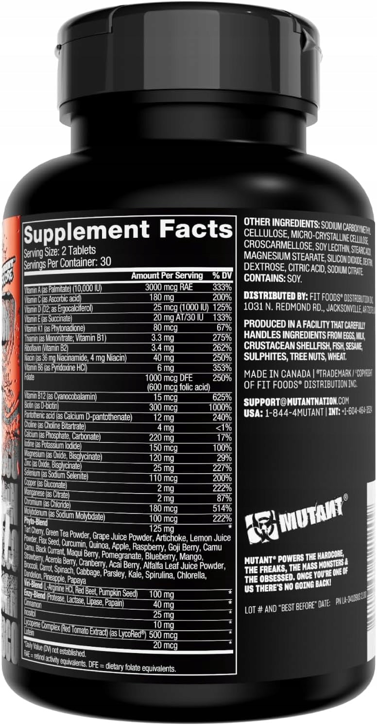MUTANT Multivitamin Core Series Multi Complex Vitamin Minerals Herbs 60t Expiration date not specified