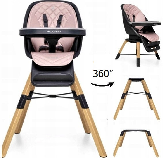 MUUVO CHOC 2 CHAIR 3in1 110 kg Swivel Seat 360° Powder Pink pink