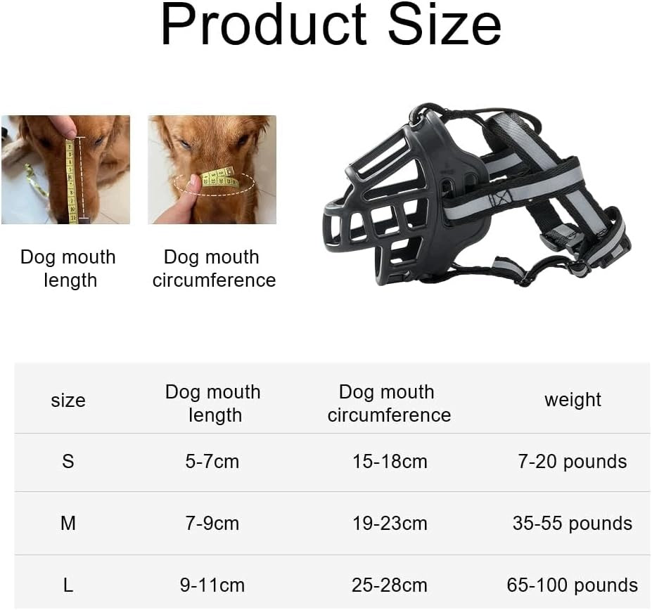 MUZZLE BREATHABLE BASKET FOR SMALL DOG ADJUSTABLE BLACK L