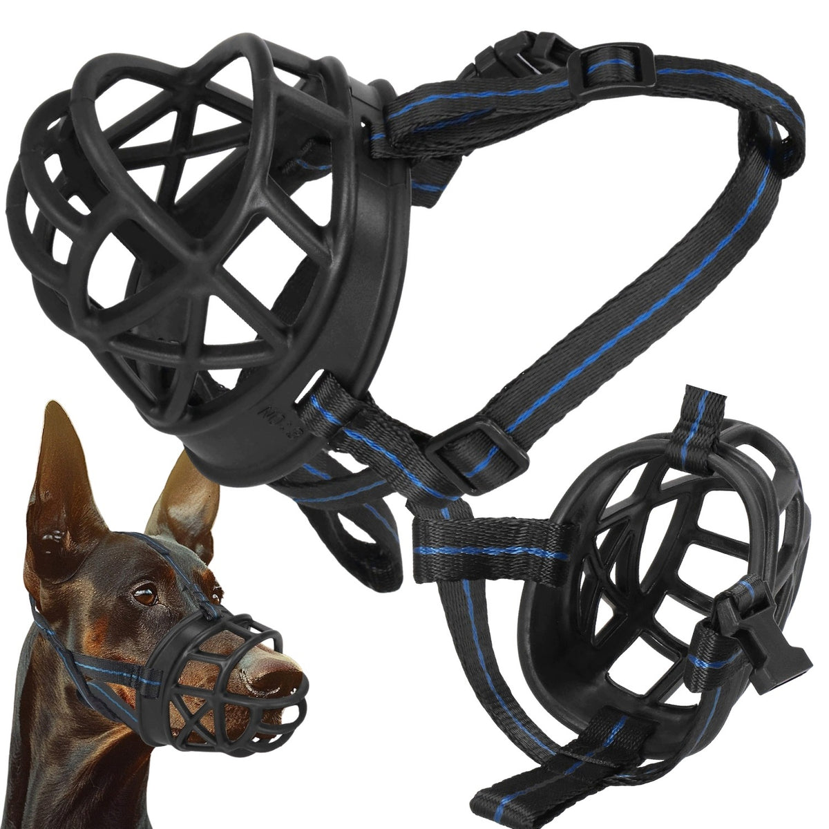 MUZZLE FOR BIG DOG PHYSIOLOGICAL XL PLASTIC PE ADJUSTABLE BLACK 39CM