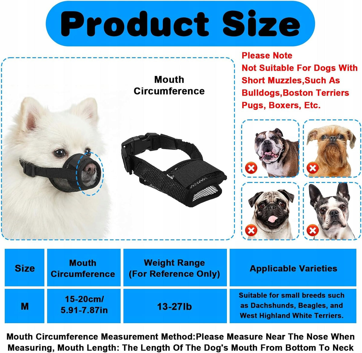 MUZZLE FOR SMALL DOGS 2 PCS SOFT MESH ADJUSTABLE Manufacturer code KAGANIEC PIES MAŁE PSY MIĘKKI SIATKOWY R