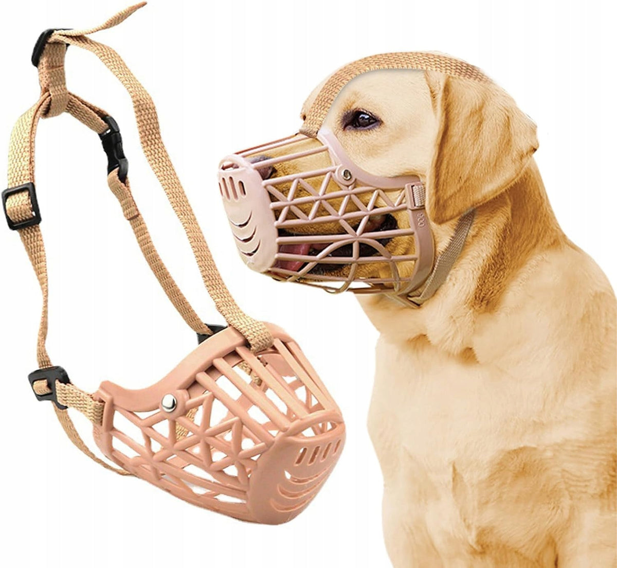 MUZZLE SMALL PLASTIC SIZE S FOR SMALL DOG- LIGHT BROWN COLOR