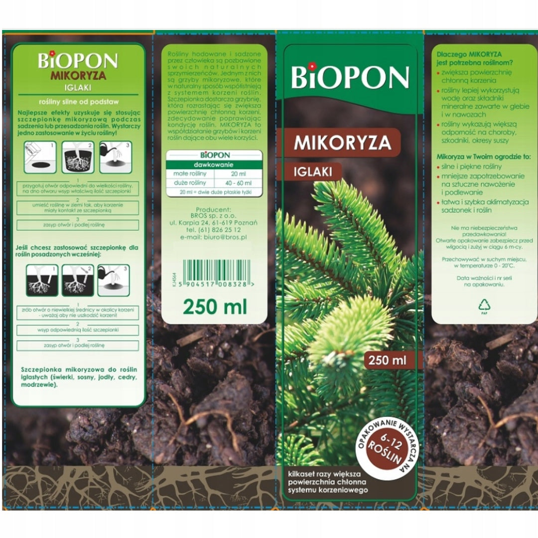 MYCORRHIZA FERTILIZER VACCINE FOR CONIFERS BIOPON THUJA PINE SPRUCE FIR CEDAR EAN (GTIN) 5904517008328