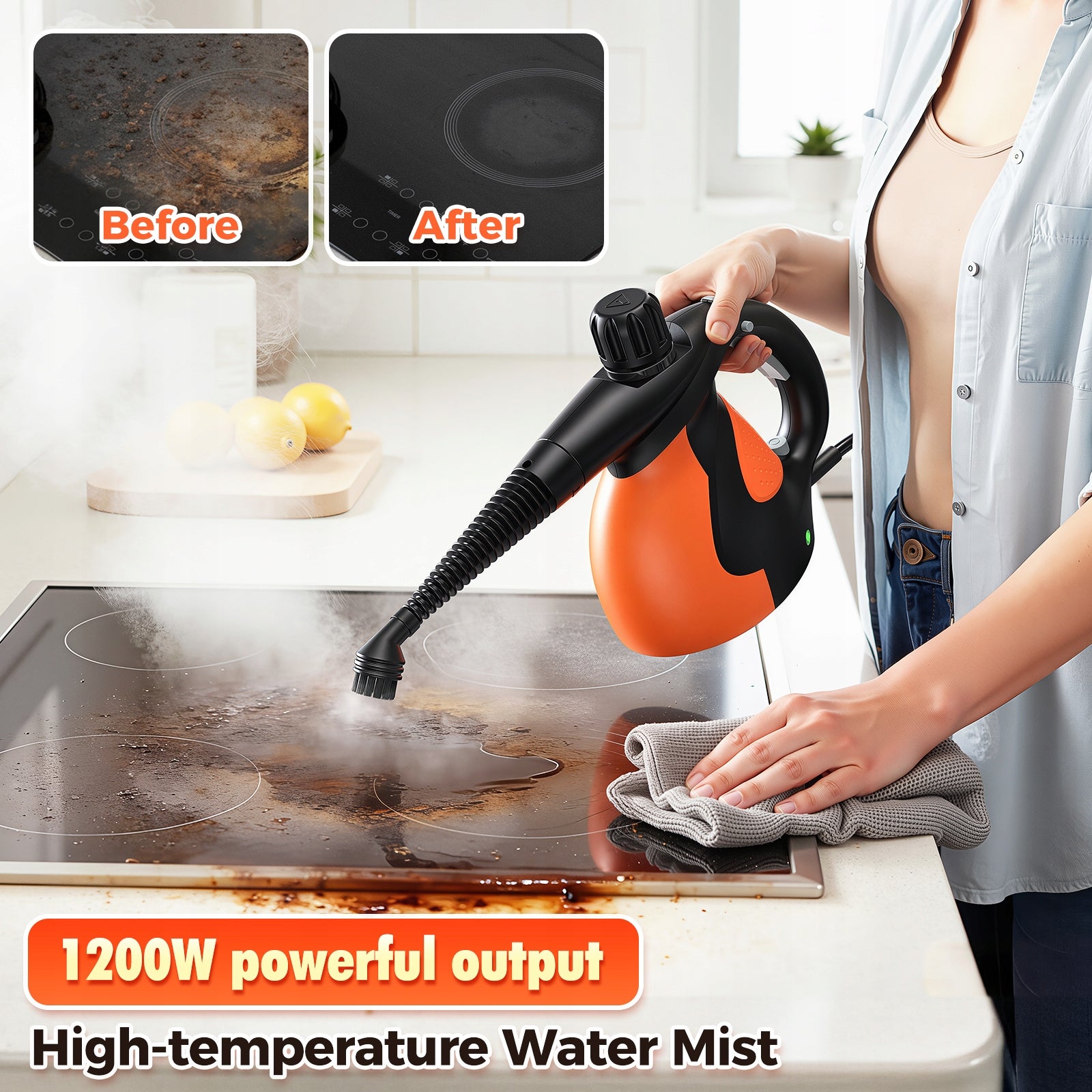 MYJKA PAROWA CZYŚCIK DO OKIEN FUG PAROWNICA RĘCZNA 3,5 Bar 1200W Zestaw Model DF-928A