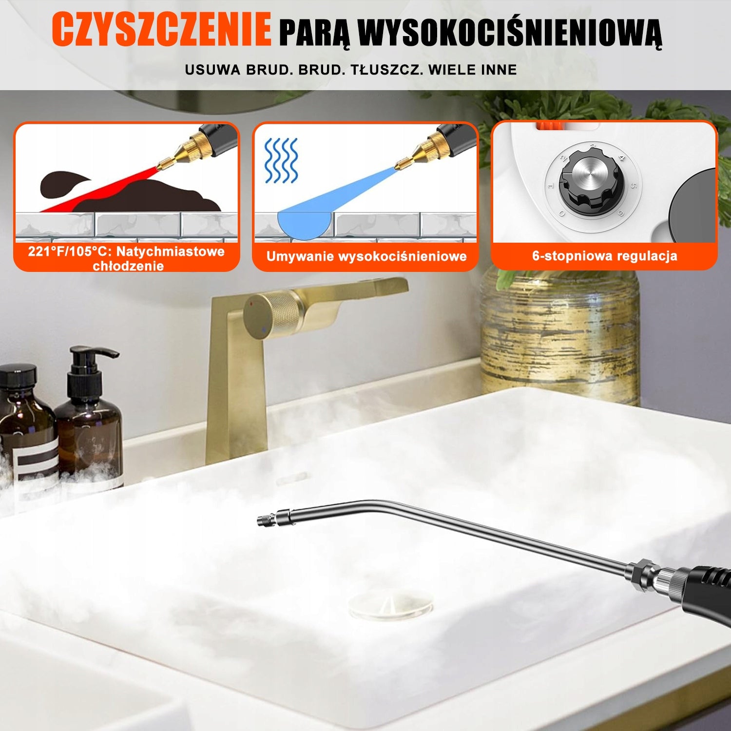 MYJKA PAROWA Ultrixe 3800 W 6-biegowa 3BAR kolor pomarańczowy Manufacturer code ALGHF-W2-3800-WH-EU