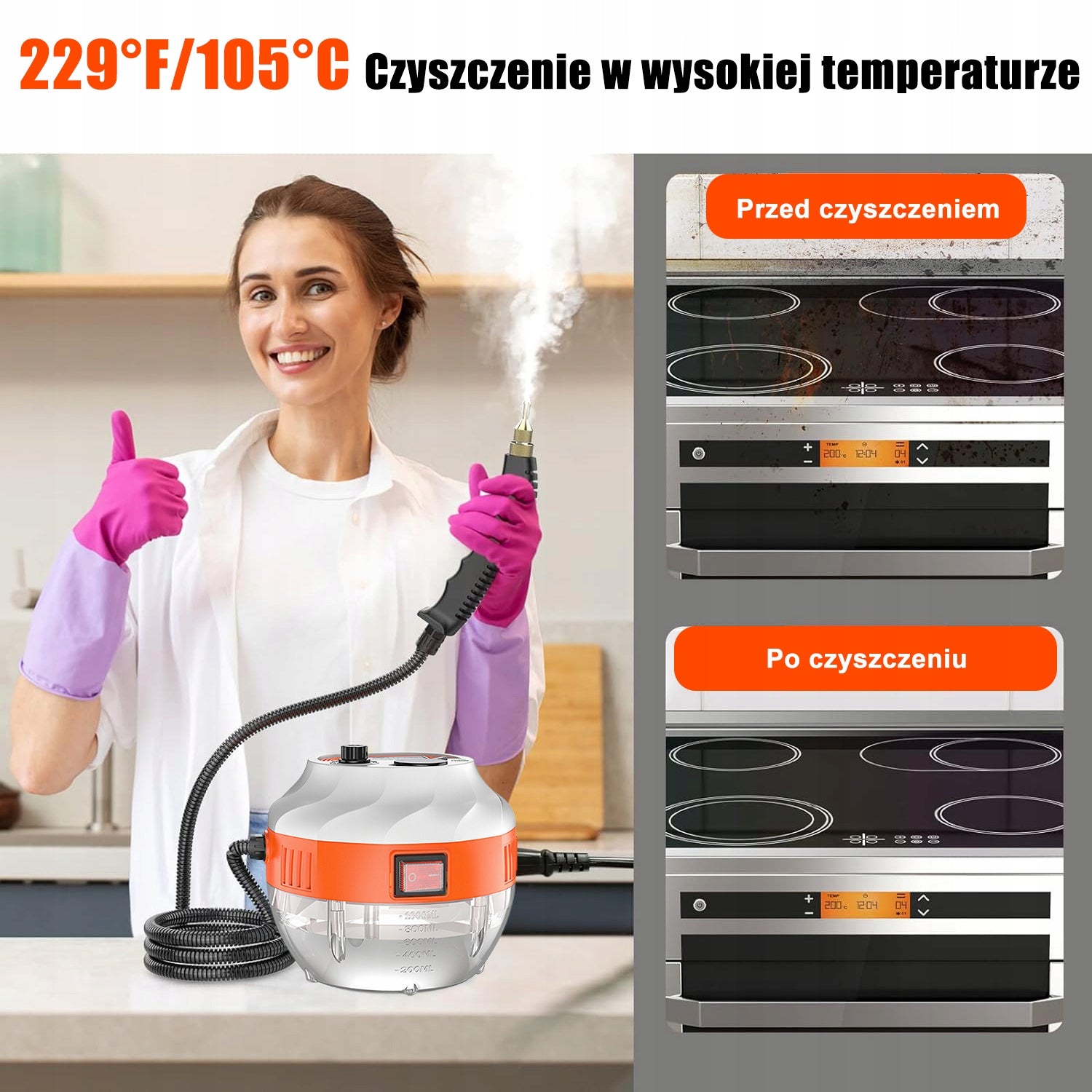 MYJKA PAROWA Ultrixe 3800 W 6-biegowa 3BAR kolor pomarańczowy Power 3800 W