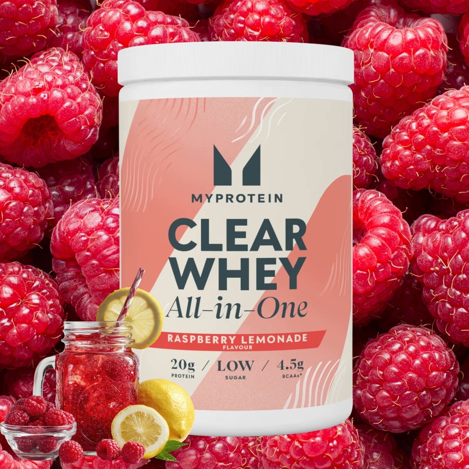MYPROTEIN Clear Whey All in One 910g protein drink with creatine taste LEMONIA Packaging status original