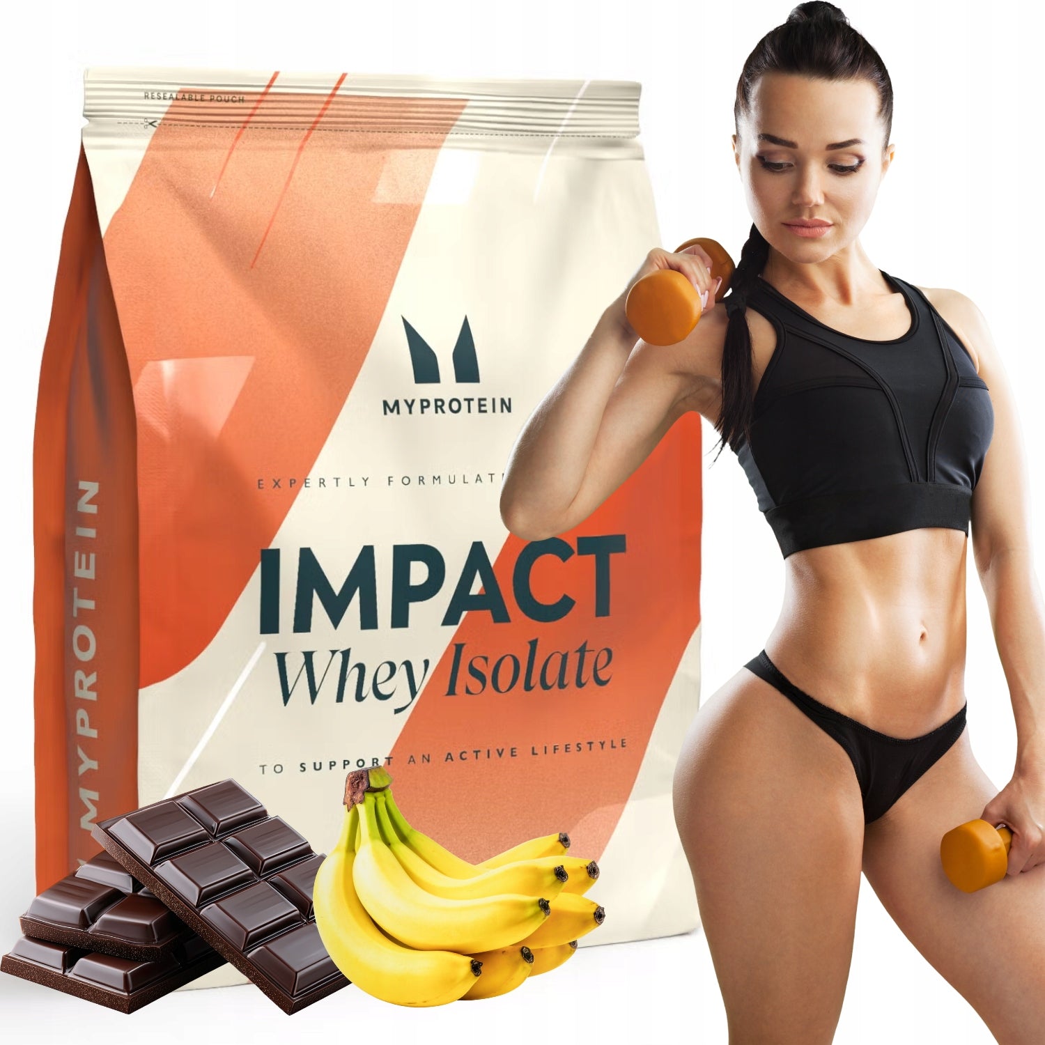 MYPROTEIN IMPACT WHEY ISOLATE WPI powder 840g flavor CHOCOLATE BANANA