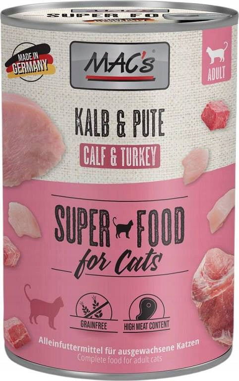 Mac's CAT Adult Wet Cat Food with Veal and Turkey 400g