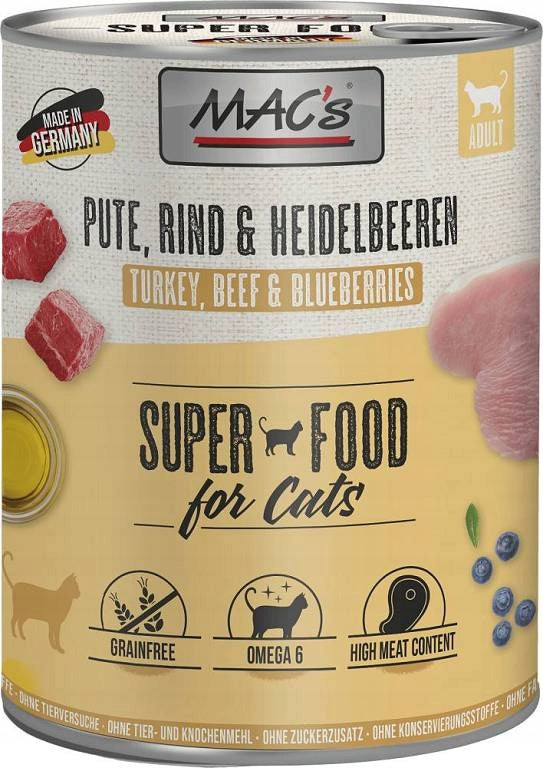 Mac's CAT Adult Wet Food with Turkey and Blueberry for Cats 800g