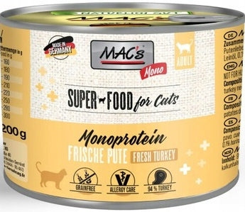 Mac's CAT Mono Adult Monoprotein Wet Cat Food with Turkey 200g