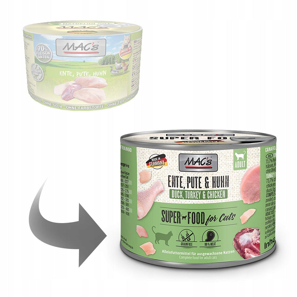 Mac's Cat DUCK TURKEY CHICKEN 200g Cat Food WET GRAIN FREE Can Manufacturer code 808