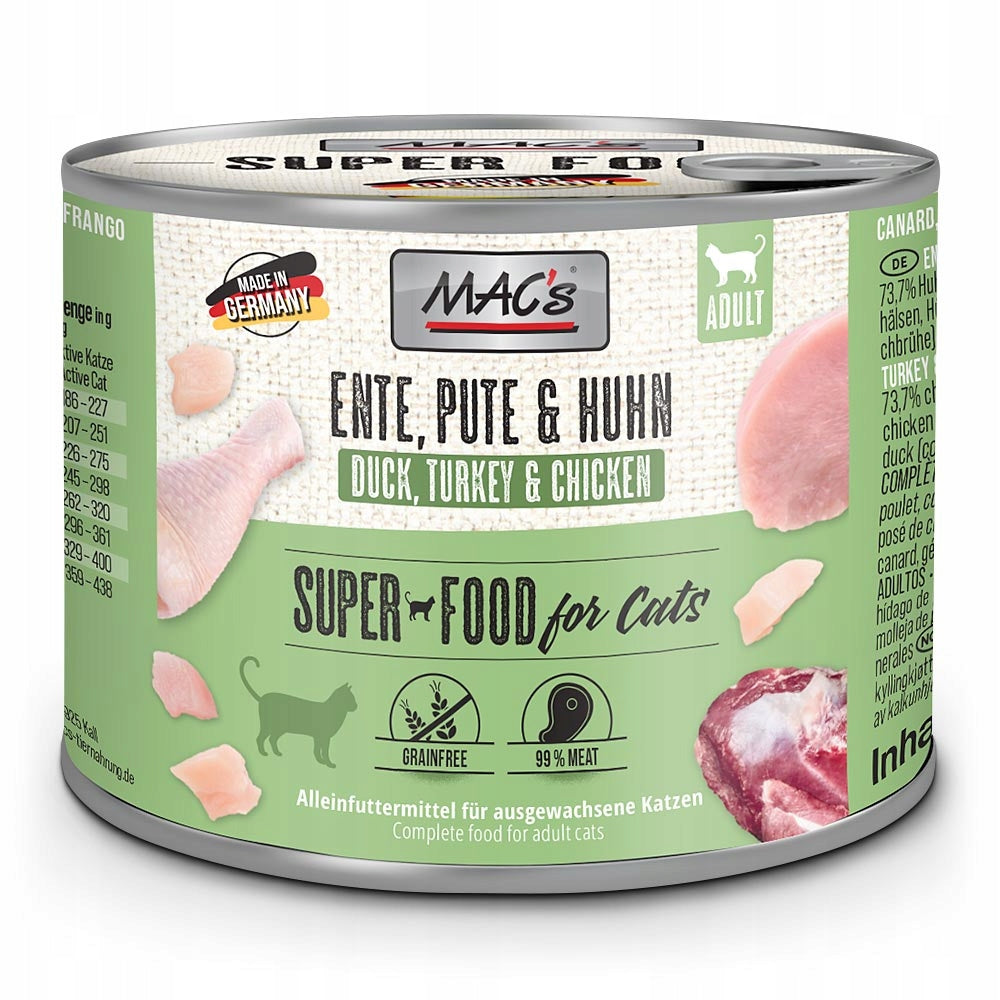 Mac's Cat DUCK TURKEY CHICKEN 200g Cat Food WET GRAIN FREE Can Packaging status original