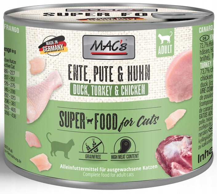 Mac's Cat DUCK TURKEY CHICKEN 200g Cat Food WET GRAIN FREE Can