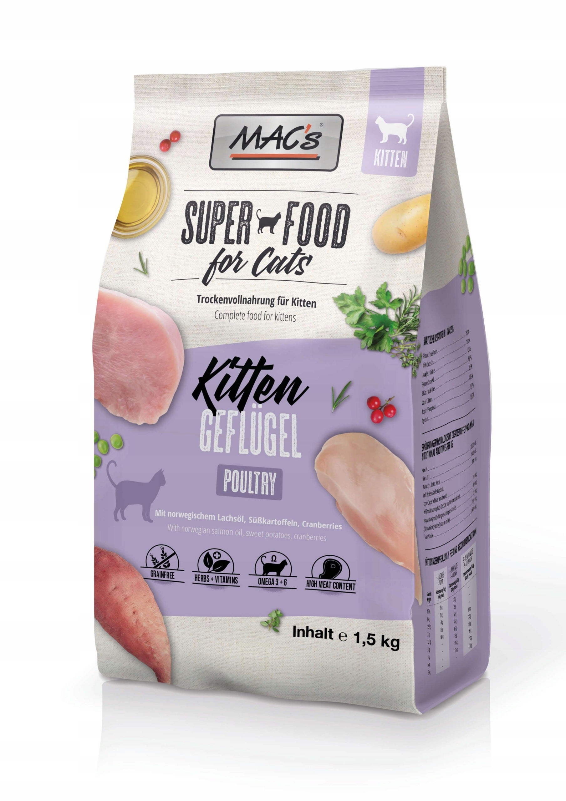 Mac's Cat dry food for kittens Poultry and cranberries 1,5kg