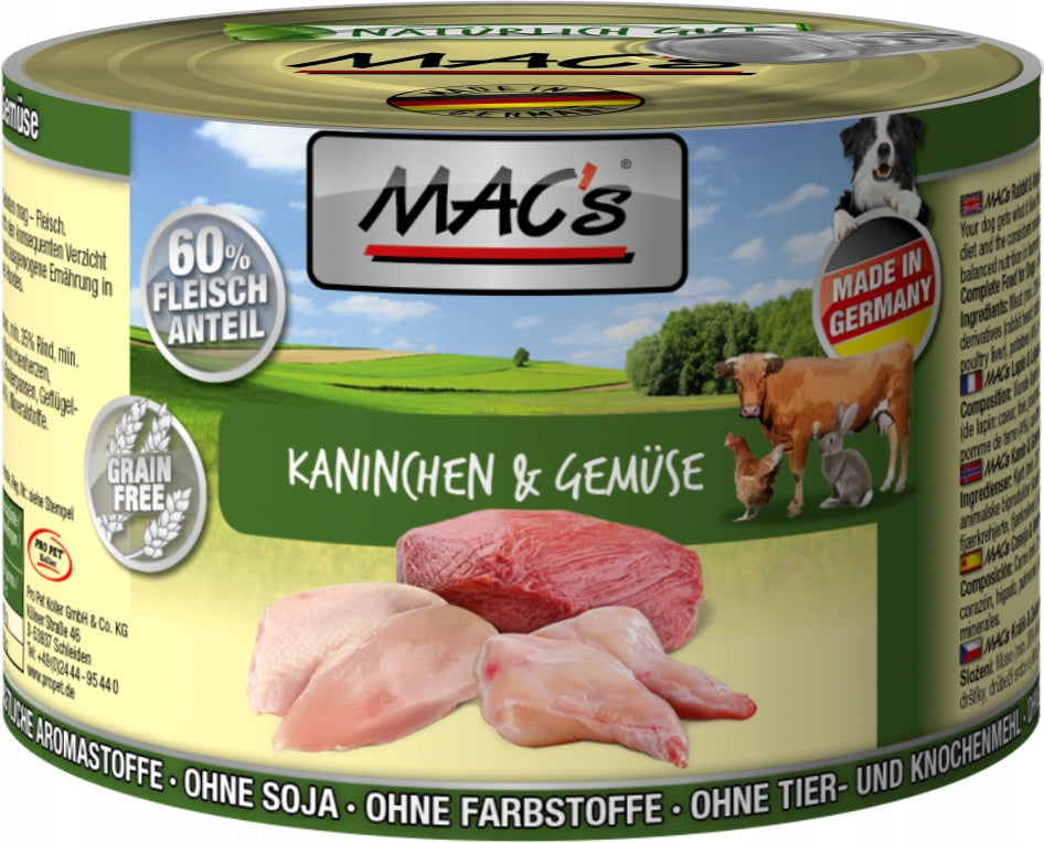 Mac's Dog Adult Rabbit and Vegetables 6x200g Brand Mac's