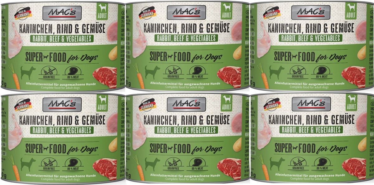 Mac's Dog Adult Rabbit and Vegetables 6x200g