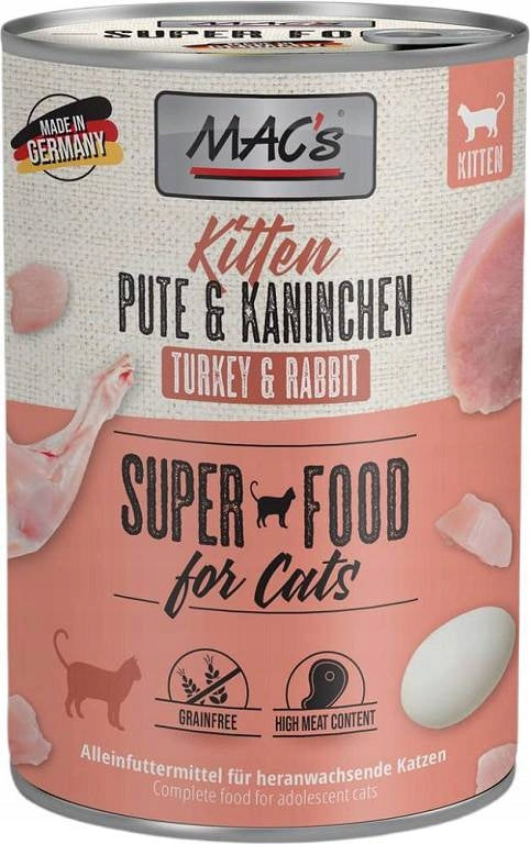 Mac's Kitten Wet Food with Turkey and Rabbit for Kittens 400g