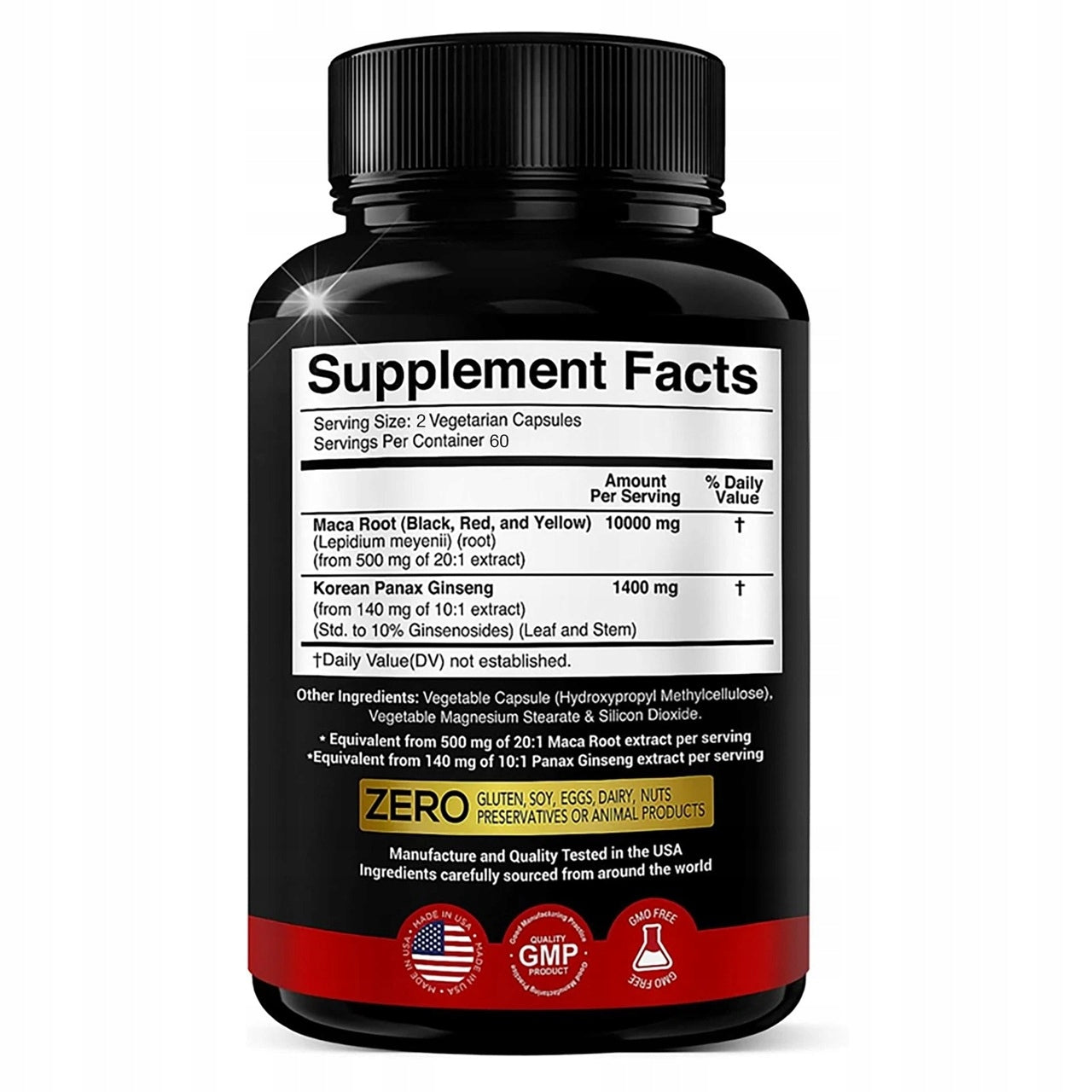 Maca + Panax Ginseng – testosterone booster, endurance and energy, bud Packaging status original