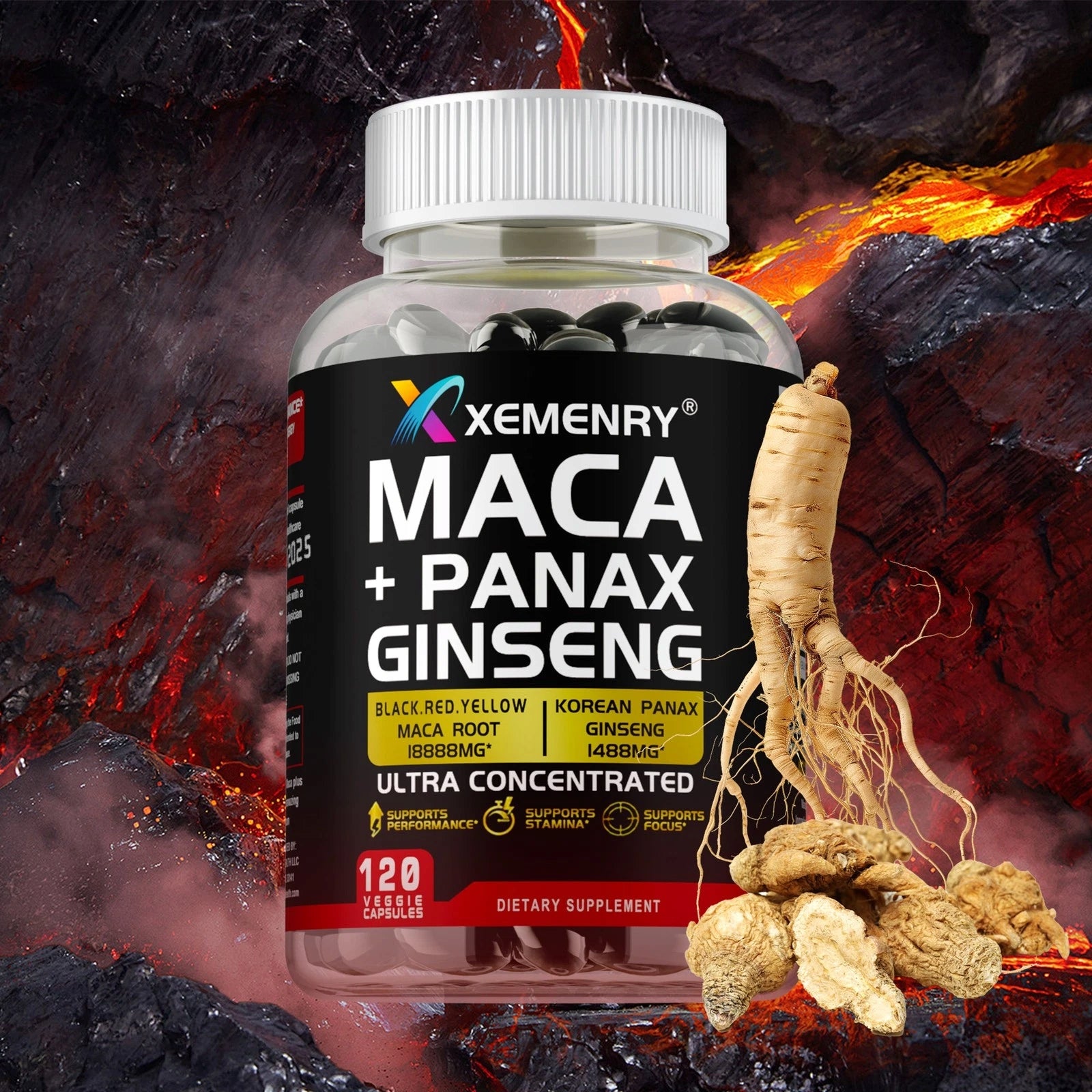Maca and ginseng (Panax Ginseng) – muscle health, testosterone booster, ene Packaging status original