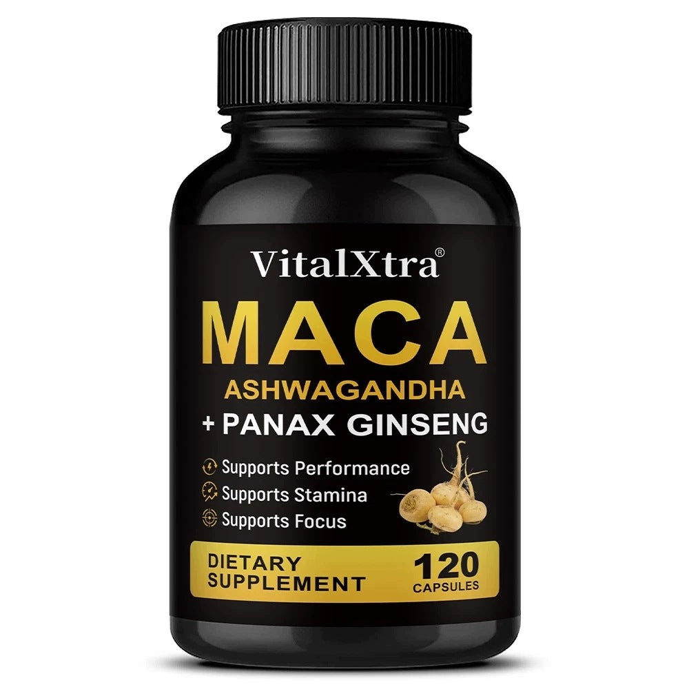 Maca root and ginseng capsules (Panax ginseng) – natural support