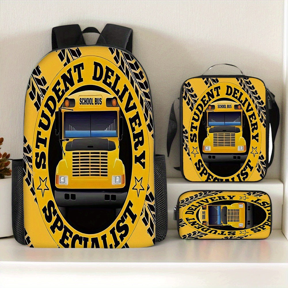Magic School Bus Backpack 3-Piece Set: Pencil Bag & Crossbody Bag for Commuting