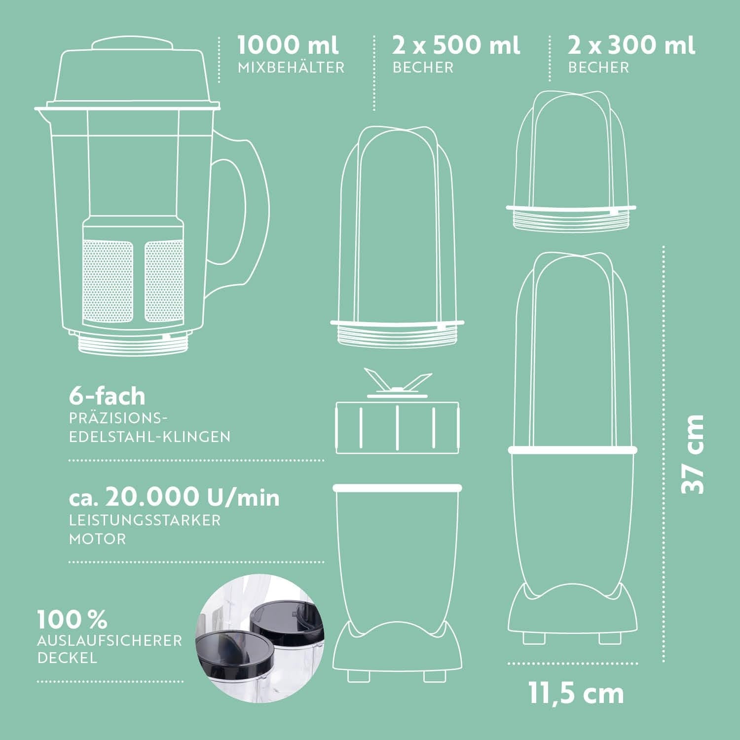 Magic Smoothie Maker 400 W Cup Blender, Grey-Black, Stand Mixer Brand no brand