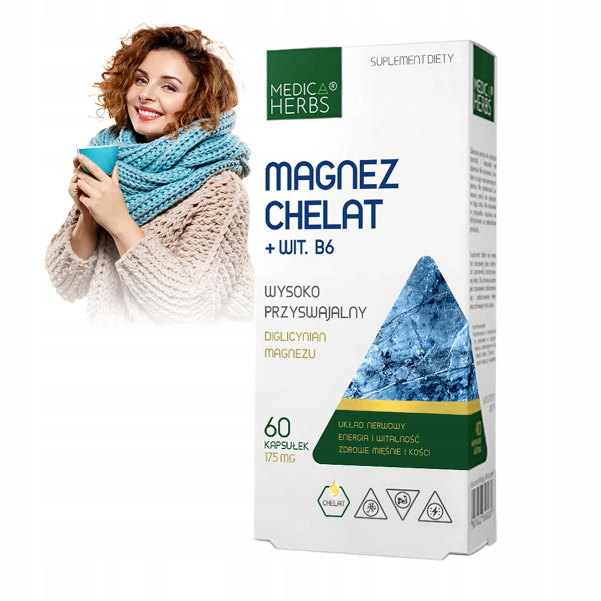 Magnesium 100% Chelated + Vitamin B6 For Nerve Fatigue Muscle