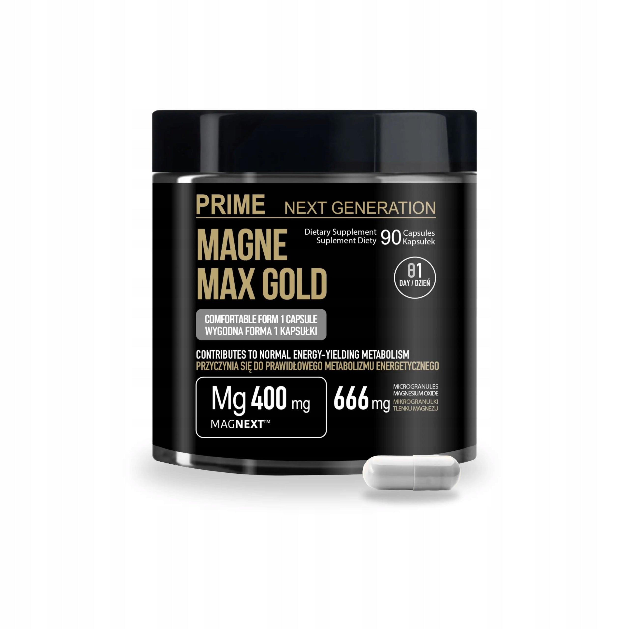 Magnesium 400 mg cramps stress fatigue nerve muscles 90 days 90 caps MAGNEXT