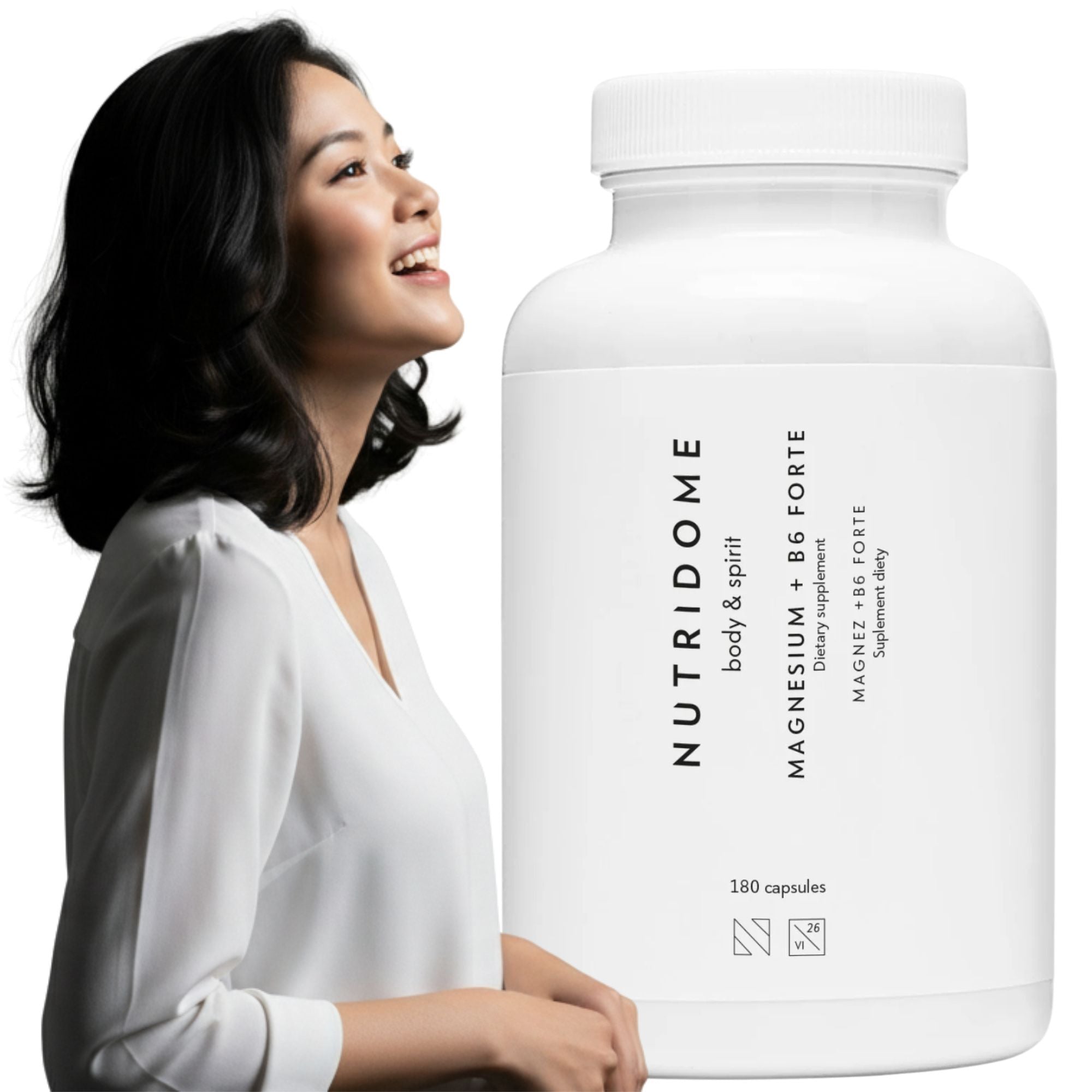Magnesium B6 Forte 180 capsules supplement Nutridome MUSCLE SPASMS fatigue Packaging status original