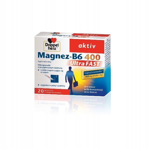 Magnesium B6 ULTRA FAST 400 mg without sugar gluten-free --1 sachet Brand Queisser Pharma