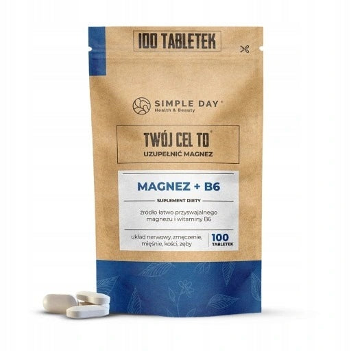 Magnesium + B6 VITAMIN B6 FATIGUE CONTRACTIONS NERVOUS SYSTEM Twój Cel To 100 TAB
