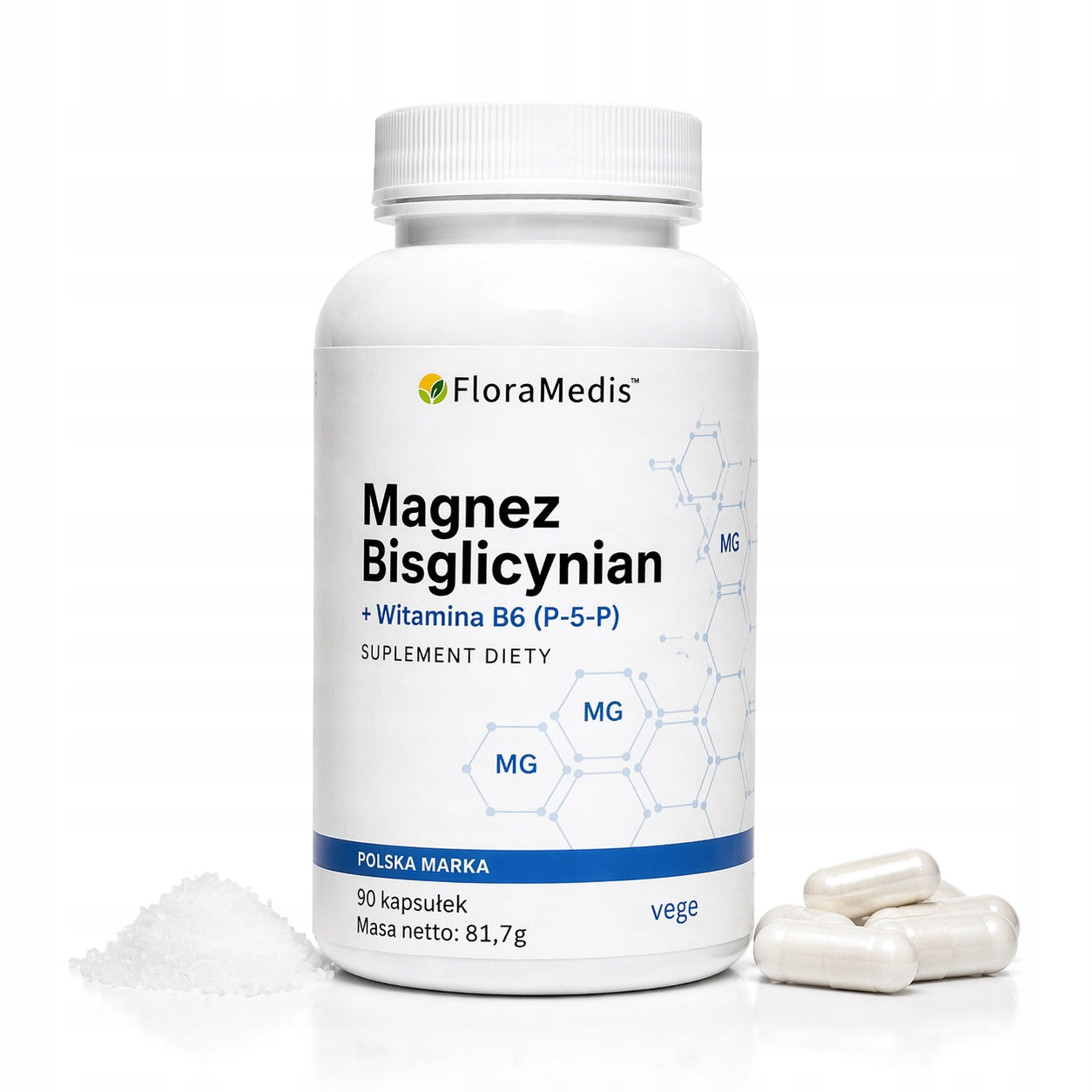 Magnesium Bisglycinate 100 mg + B6 P-5-P Chelate 90 capsules FloraMedis Brand no brand