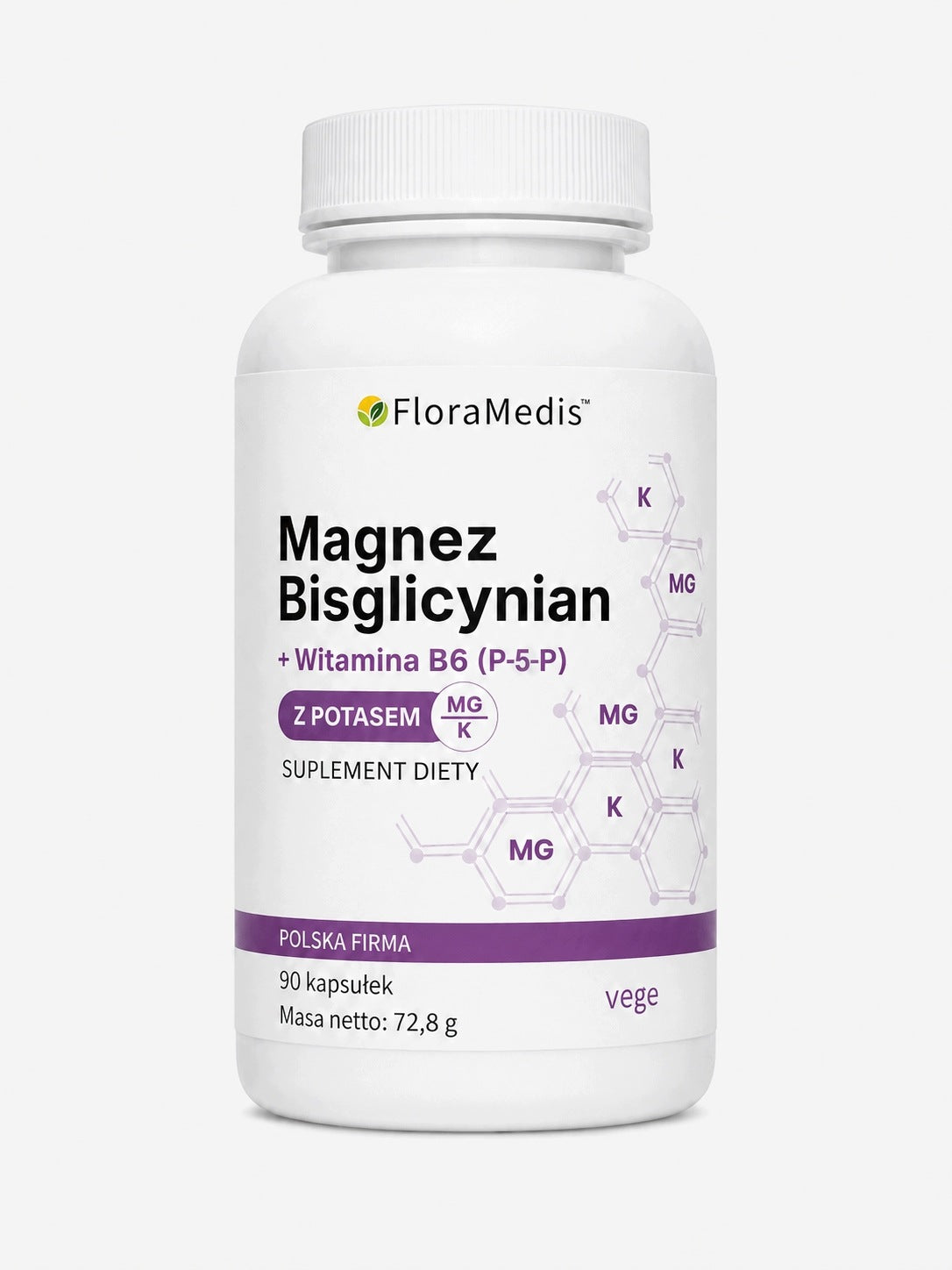 Magnesium Bisglycinate + Potassium Citrate + B6 P-5-P 90 kaps FloraMedis