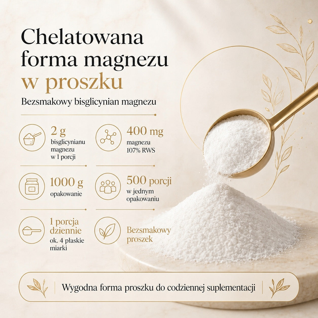 Magnesium Chelate 1000g Bisglycinate Magnesium Glycinate STRONG 1kg Victorious Expiration date at least six months from the date of purchase