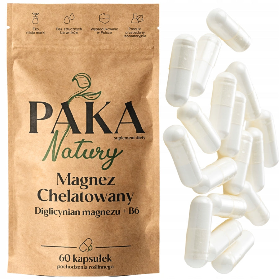 Magnesium Chelated Magnesium Diglycinate 850mg for heart contractions 60caps. pack