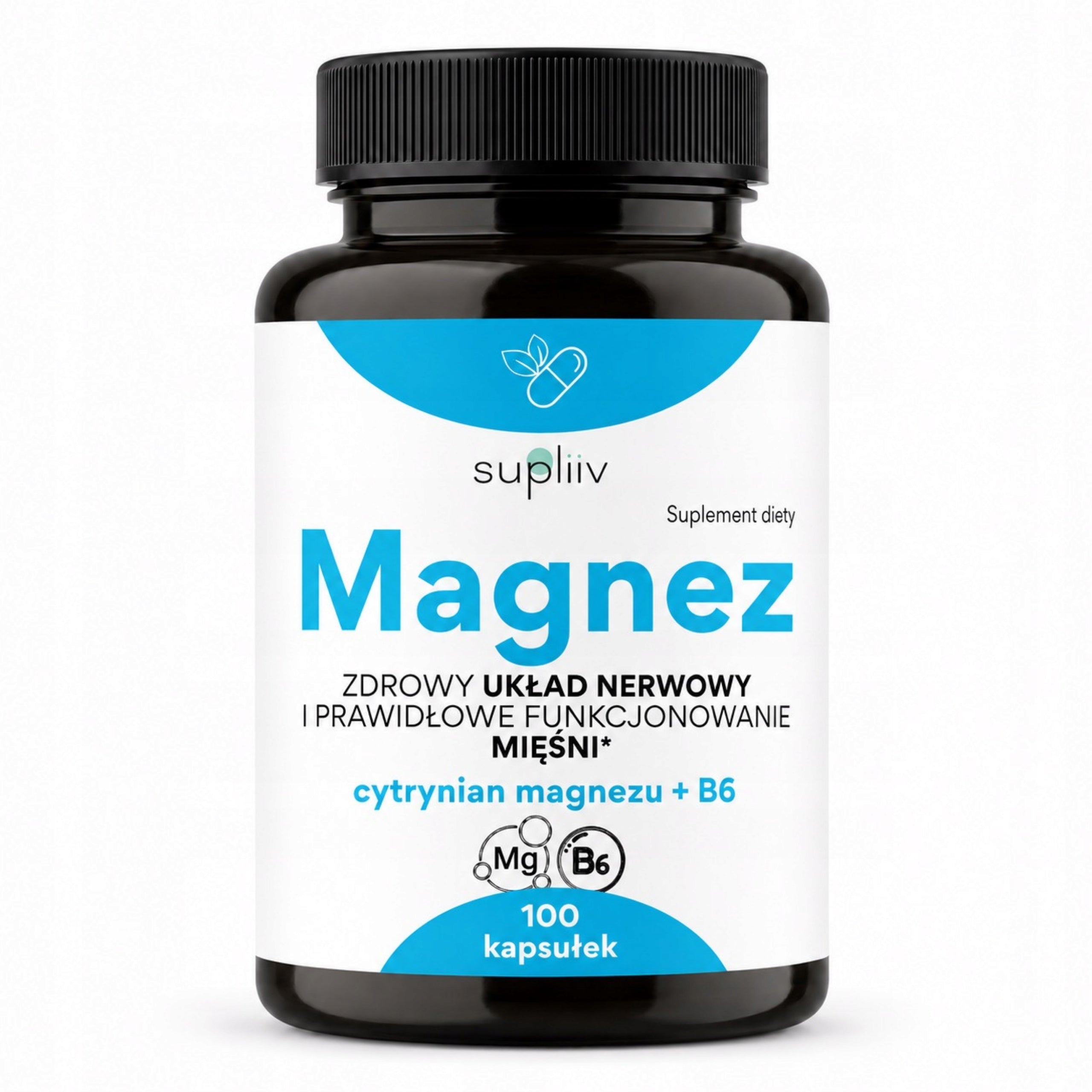 Magnesium Citrate +vitamin B6 100 caps. supliiv STRESS MUSCLES WITHOUT ADDITIVES 100%